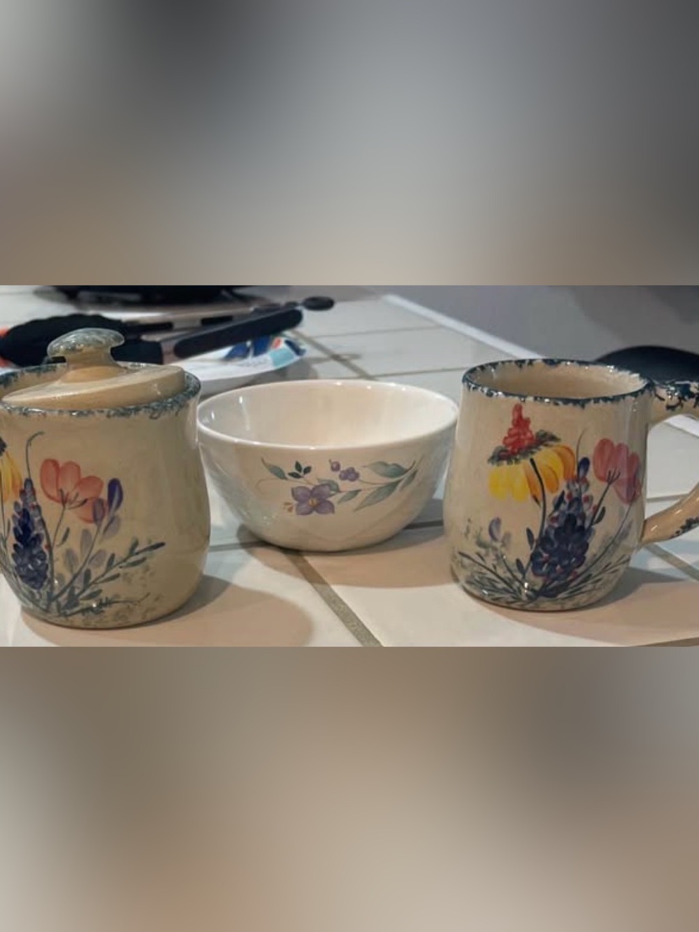 Floral Ceramic Mug and Sugar Bowl Set
